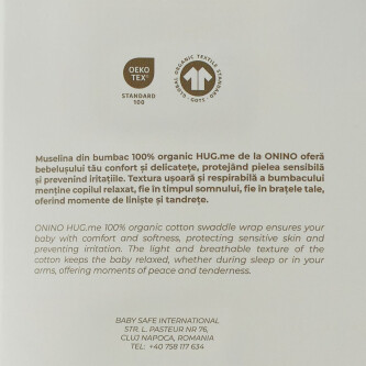 Muselina multifunctionala din bumbac 100% organic, ONINO HUG.me, Honey Gold, x1 bucata, 120 x 120 cm, certificata GOTS