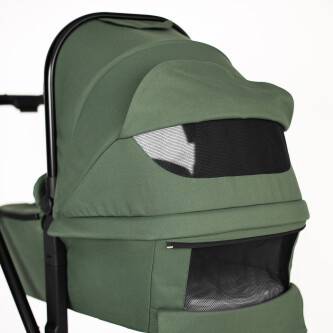 BabyGo - Carucior 3 in 1 Harmony Green cu maner reglabil pe inaltime, cadru Black