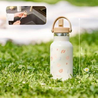 Sticla termoizolanta Babymoov din inox Little Explorer Animal Print Ivory