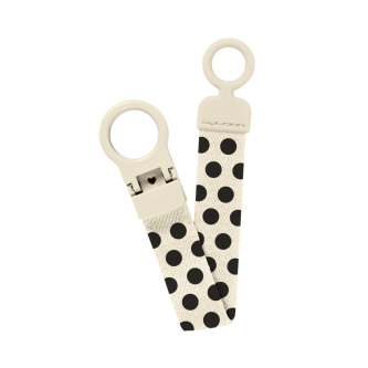 Lantisor clip BIBS Loop pentru suzeta, Studio Collection Polka Dots, Ivory Black