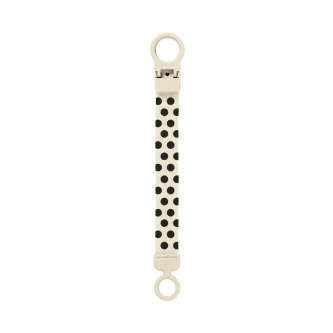 Lantisor clip BIBS Loop pentru suzeta, Studio Collection Polka Dots, Ivory Black