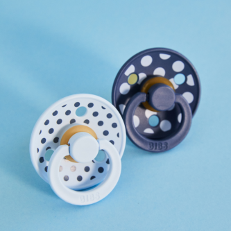 BIBS - Set 2 suzete Colour Studio Collection Polka Dots, tetina rotunda, 6 luni+