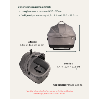Sistem de transport si protectie pentru animale de companie Tavo Maeve ISO5X, Merle, cu Isofix integrat, max 13.5 kg