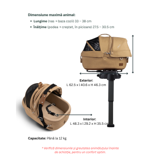 Sistem de transport si protectie pentru animale de companie Tavo Maeve Small Flex Sable, max 12 kg