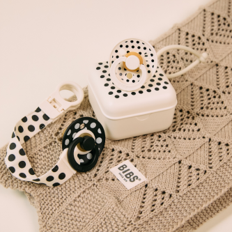 Cutie multifunctionala pentru depozitare suzete, BIBS Studio Collection Polka Dots, Ivory Black
