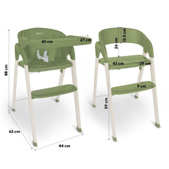 Scaun de masa transformabil BabyGo Levels, Khaki