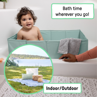 Cadita pliabila pentru calatorii Ingenuity Tuckaway Travel Tub Sage