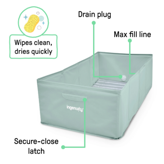 Cadita pliabila pentru calatorii Ingenuity Tuckaway Travel Tub Sage