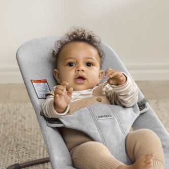 Balansoar din tesatura melange cu aspect Clasic pentru copii Baby Bjorn Bliss, Light Grey