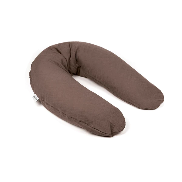 Doomoo - Perna mare 3 in 1 Comfy Big Tetra Chocolate din bumbac organic: perna gravide, suport pentru hranire, suport pentru bebe