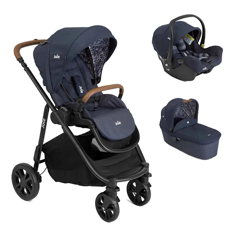 Carucior pentru copii multifunctional 3 in 1 Joie Versatrax E Navy Blazer (Carucior Versatrax E + Landou Ramble + scoica i-Snug)