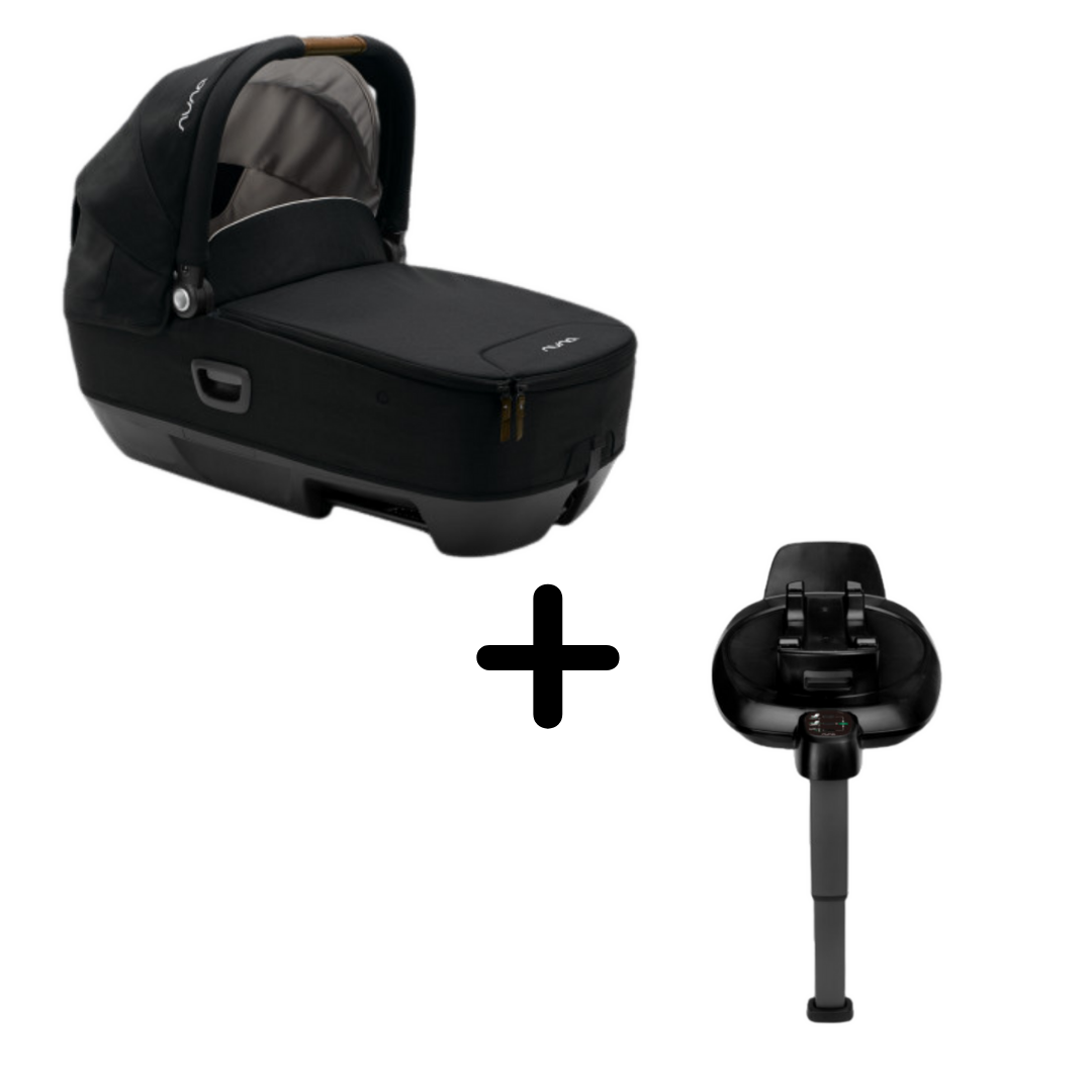 Nuna - Set Landou CARI next Caviar, 40-70 cm + Baza isofix BASE next i-Size pentru CARI next, testat Suplimentar la impact lateral, frontal si din spate