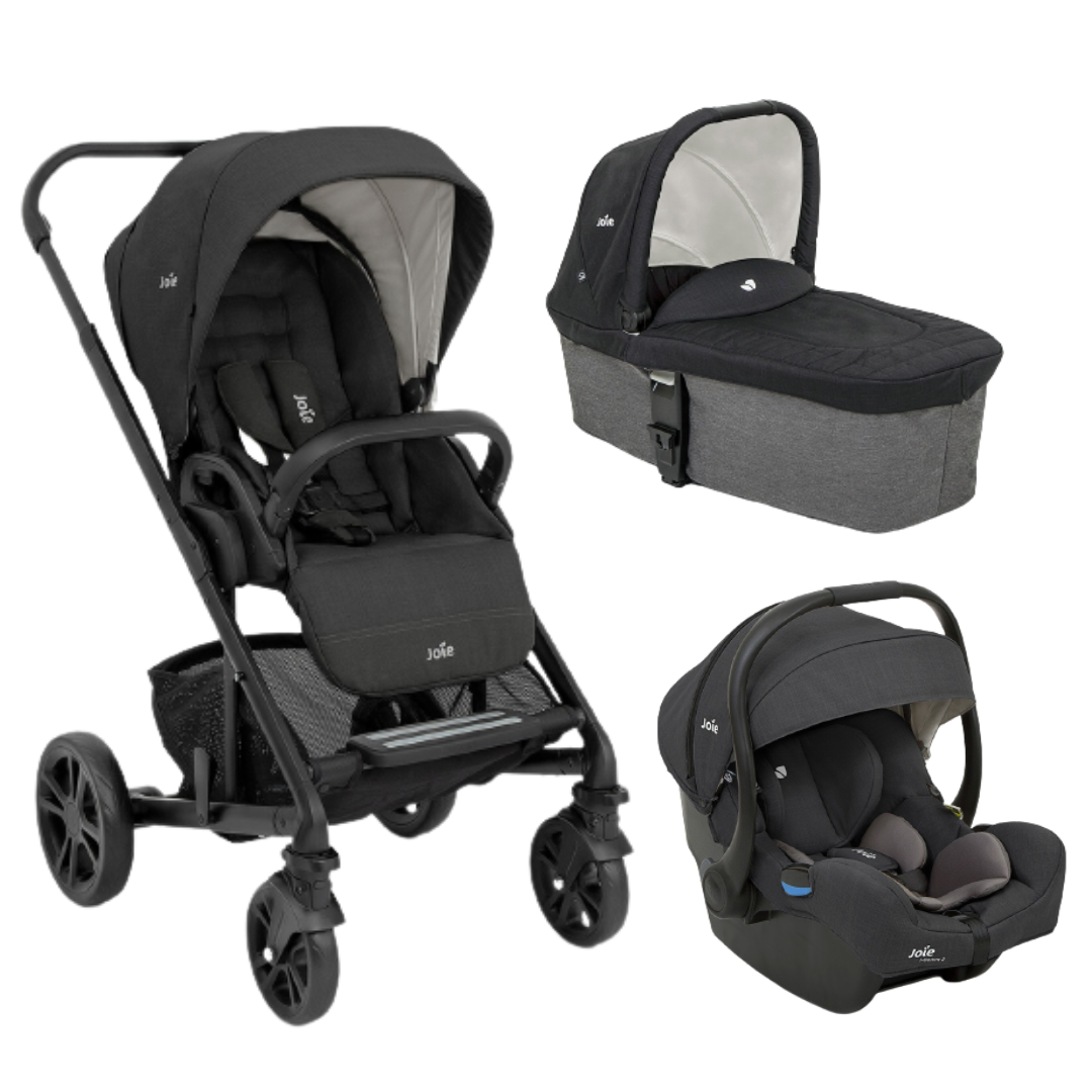 Carucior pentru copii multifunctional 3 in 1 Joie Chrome/ i-Gemm Shale (Carucior Chrome Shale+ Landou Shale+ scoica i-Gemm Shale)